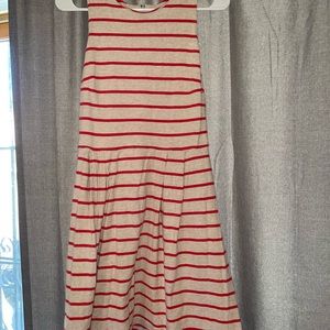 Coral and oatmeal striped dress from Loft.